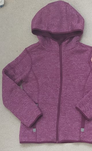 Mikina fialová teplá s kapucí na zip, 128