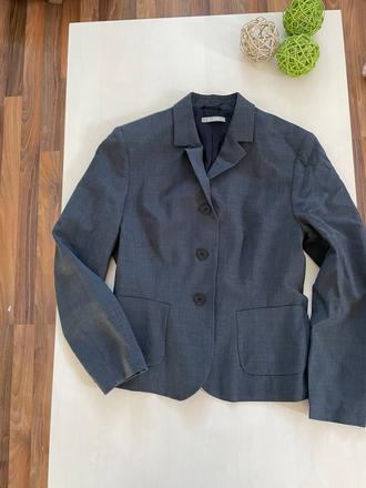 Tmavě nové vlněné šedé sako, vel s/m, st. emilie, m / s