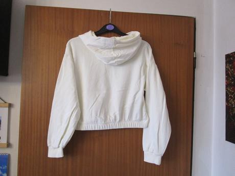 Bílá bavl. mikina s kapucí, jako nová, terranova,152