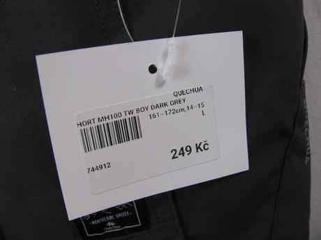 Tmavě šedé dětské kraťasy, decathlon,170