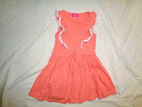 Krásné bavlněné meruňkové šaty s volány, girl2girl,110