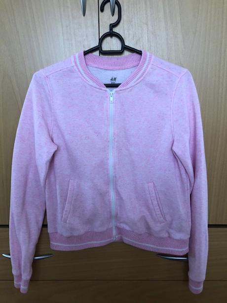 Dívčí růžová mikča - bundička, h&m,158