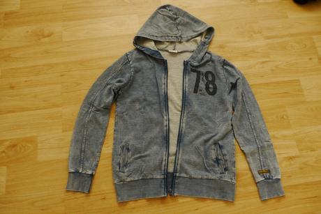 Mikina s kapucou dzinove barvy 146/152, 146