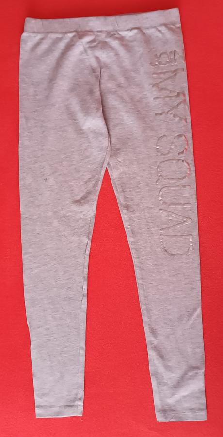 Dívčí legíny světle šedé třpytivý nápis, 152