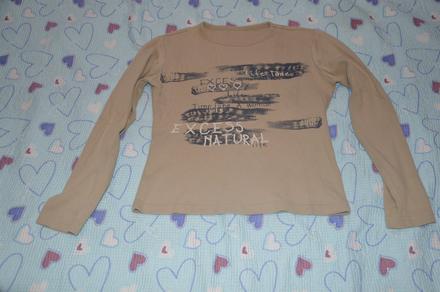 Bavlněné triko dlouhý rukáv, sv. hnědé, 164