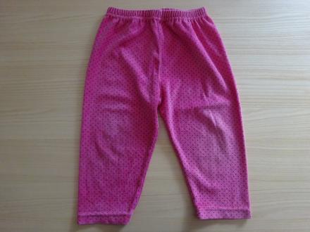 Tepláky sytě růžové s puntíkem, vel. 86, 86