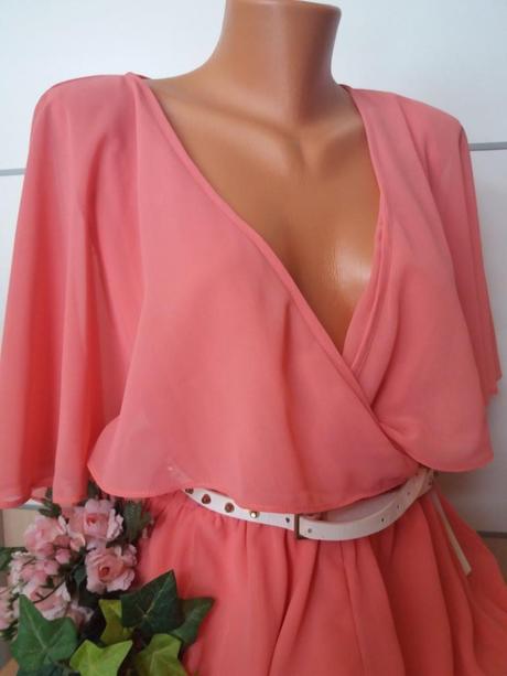 Krásný šifónový overal lososový, m