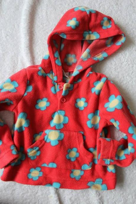 Flísová malinová mikina kytičky, miniclub,80