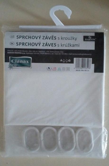 Nový sprchový závěs clanax 180 x 180 s kroužky, 