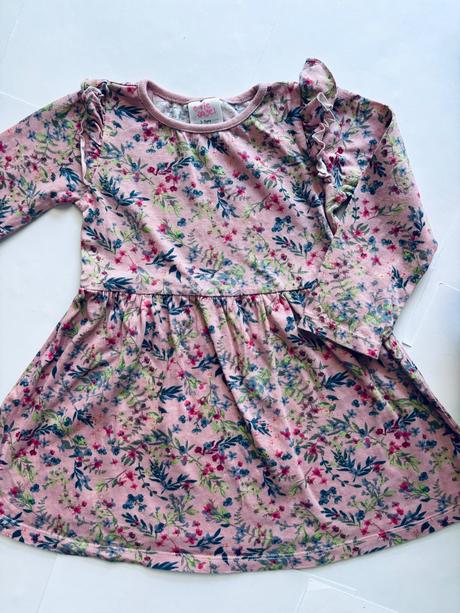Ob/ krasné růžové šaty s květy - v.2/3 roky, evie angel,98