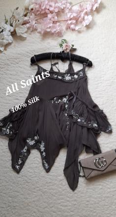 All saints asymetrický zdobený top - hedvábí, 36