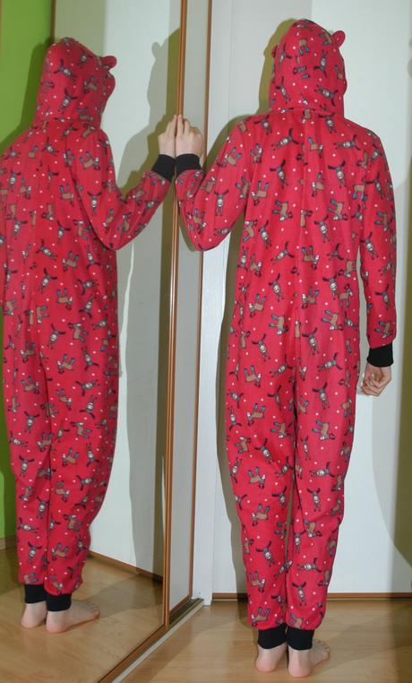 Vánoční slabší fleecový overal se soby dorost, f&f,36