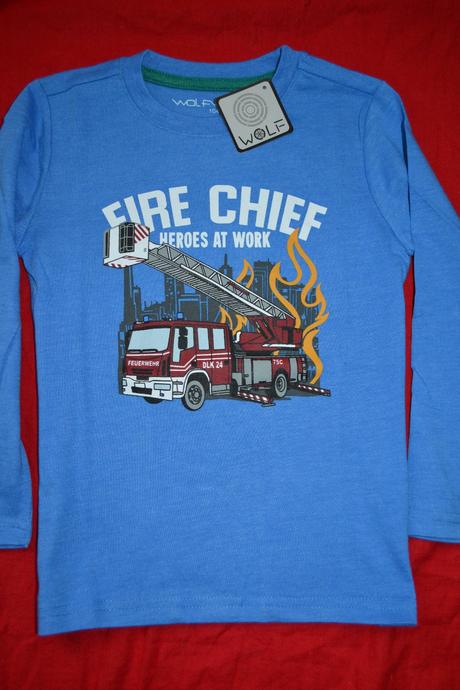 Kvalitní tričko wolf s požárníky bavlněné,122, wolf,122