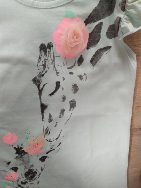 Zelenkavé tričko s kolouškem a žirafou vel. 128, pepco,128