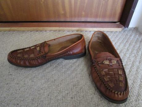 Pěkné hnědé kožené mokasíny, č. 44, stélka 28 cm, 44