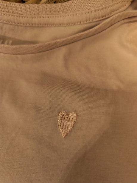 Pudrové tričko se srdíčkem h&m 146/152, xs, h&m,152