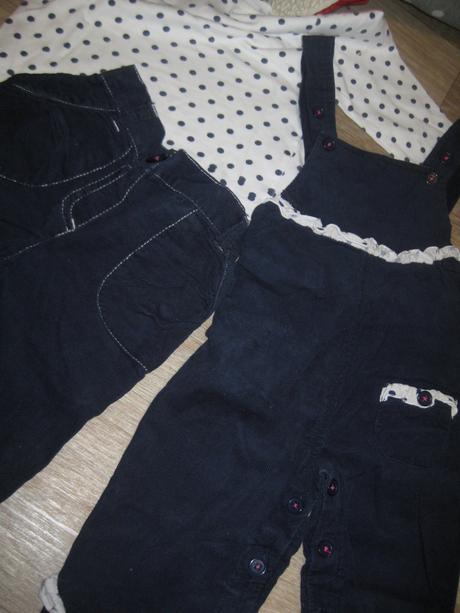 Tmavě modrá manžestr. souprava-růžovo-bílé prošití, tu,80