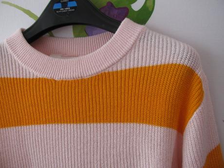 Dívčí pruhovaný crop top růžový svetr h&m, h&m,152