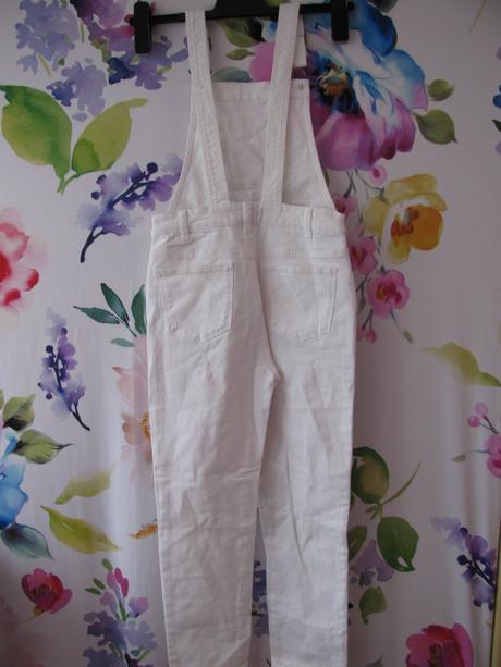 Džínové elastické trhané bílé kalhoty s laclem m&s, marks & spencer,140