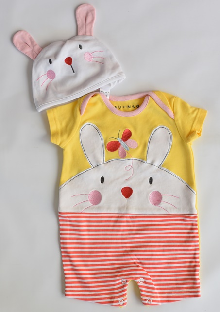 Letní overal + čepička vel. 3 - 6 m, nutmeg,68