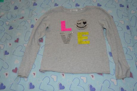 146 152 šedý bavlněný svetřík s měnícím obrázkem, h&m,146