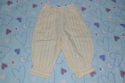 Sv. žluté prouhaté plátěné kalhoty, letní, 98