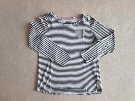 Dívčí triko, tričko, bílé s proužky, 134/140, h&m, h&m,134