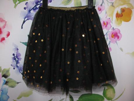 Krásná černá tylová sukně se zlatými flitry, tu,146