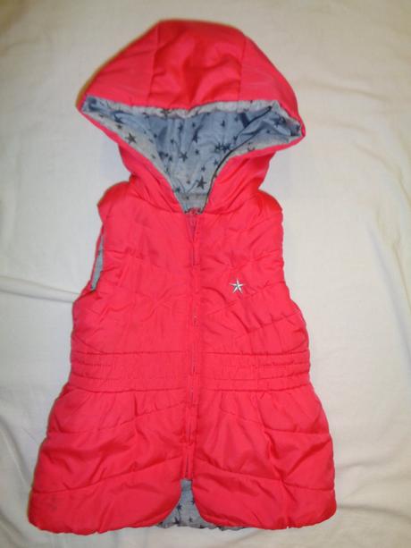 Krásná korálově červená zimní vesta - oboustranná, girl2girl,122