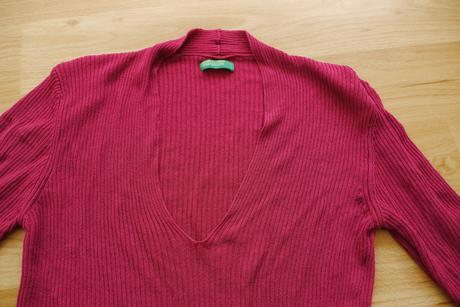 Benetton svetrik zebrovany fuchsiovy kratkym rukav, benetton,34