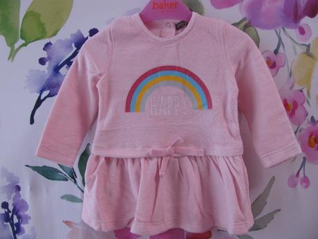 Růžové elastické šaty s duhou, house,68