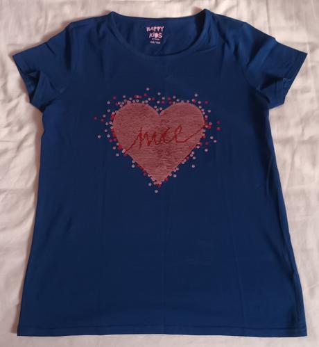 Dívčí triko krátký rukáv měnící flitry tchibo, tchibo,158