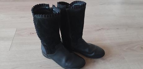 Černé kožené kozačky clarks vel. 34, clarks,34