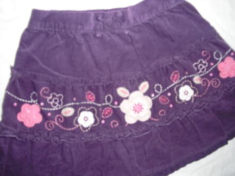 Manžestrová fialová sukně s květy, cherokee,98