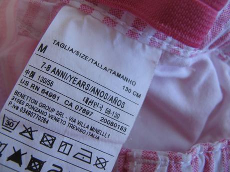 Bavlněné elastické růžovo bílé kraťasy benetton, benetton,128
