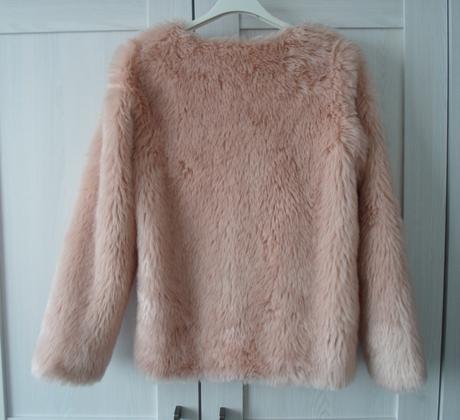 Růžový chlupatý kabát kabátek bunda, tu,152
