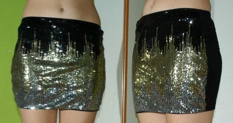 Krátká společenská pružná sukně s flitry, h&m,34