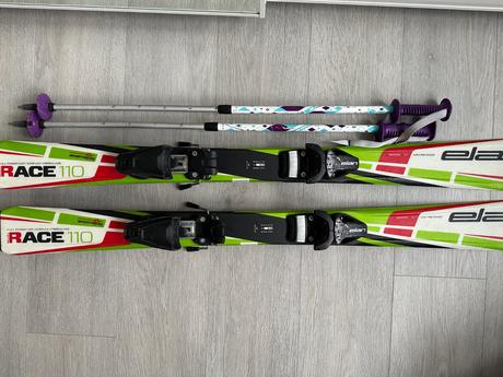 Set dětské lyže elan 110 + vak + hůlky, elan,110-119 cm