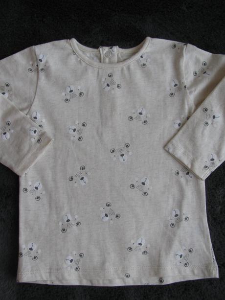 Bavlněné béžové tričko s medvídky, 80