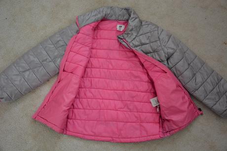 Stříbrná prošívaná bunda, h&m,128