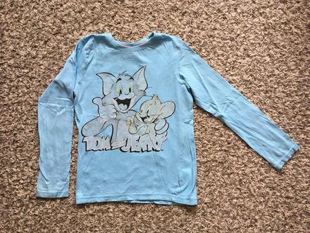 Modré tričko s tomem a jerrym - dl.ruk. (vel. 134), 134