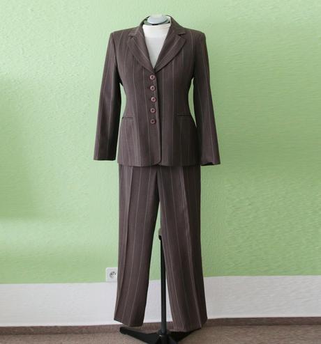 Šedohnědý kalhotový kostýmek vel.42, 42