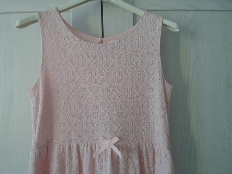 Růžové krajkové šaty šatičky, h&m,158