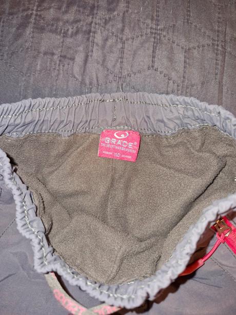 Šedo-růžové zateplené kalhoty zn. grace vel. 110, grace,104