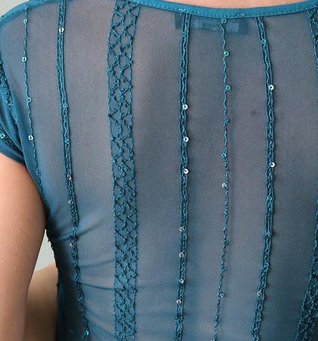 Společenský krajkový top s flitry vel. s, s