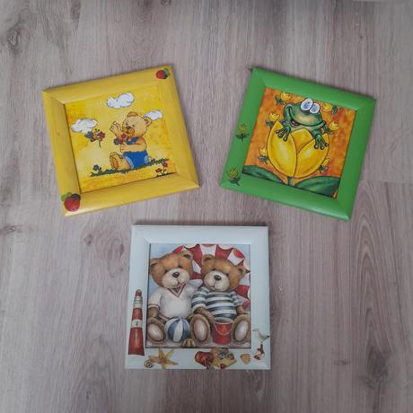 Obraz/obrázek (3 ks) se zvířátky do dětského pokoj,