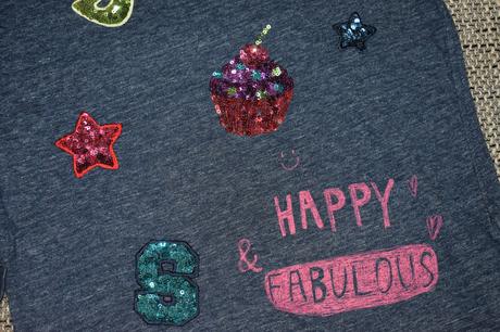 Tmavě modré melírové triko next s flitry, 146/152, next,146