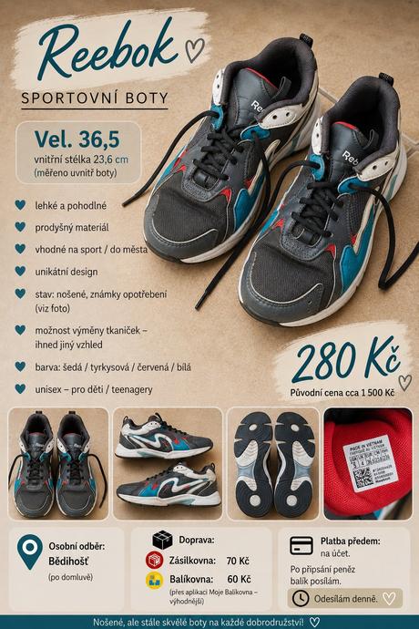 Boty unisex vel. 36,5, reebok,37