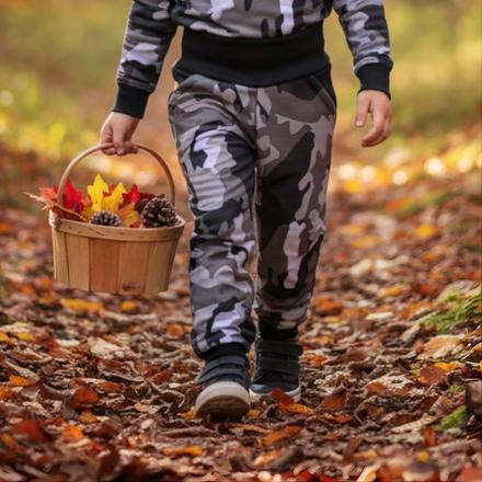 Dětské softshellové kalhoty s fleecem, maskáč, 80 - 152