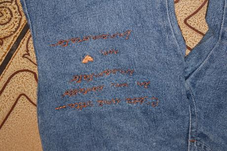 Dívčí rifle - džíny s kapsičkami, nápisem vl.80-86, 80